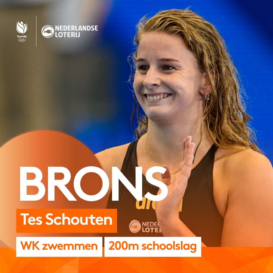 Tes Schouten verovert bronzen medaille op WK 200 meter schoolslag